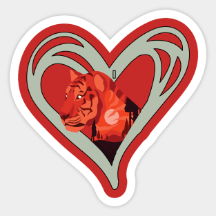 Tiger Mother Earth Nature Heart Sticker